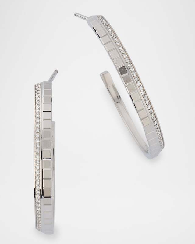 Ice Cube 18K White Gold Diamond Hoop Earrings